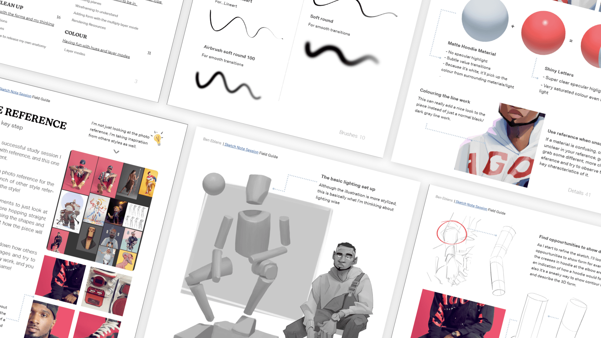 Screenshots of 'Field Manual' pages