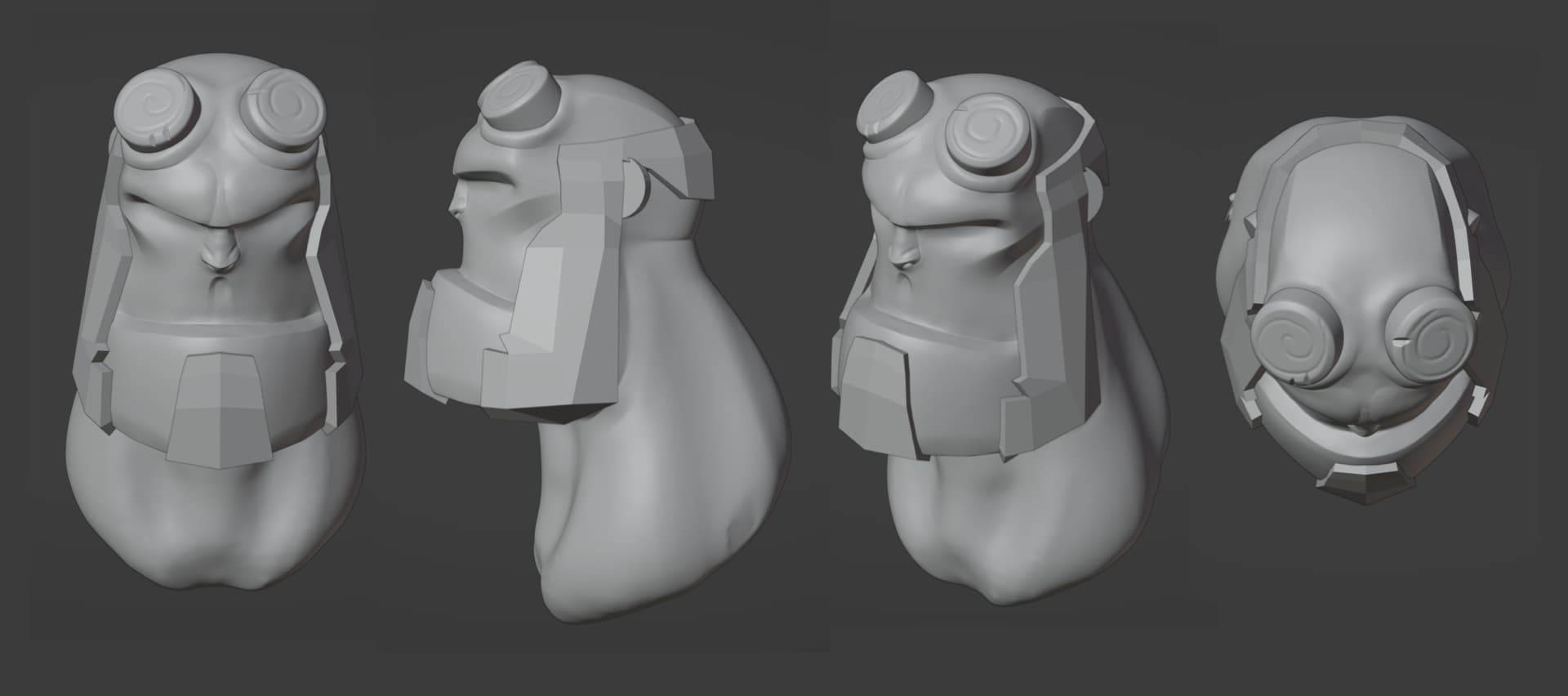 a rough little hell boy sculpt I did in Blender for funzies