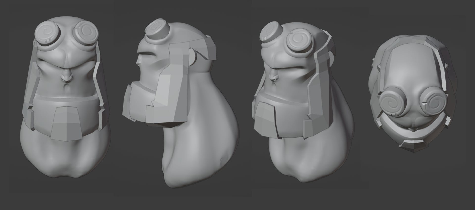 a rough little hell boy sculpt I did in Blender for funzies